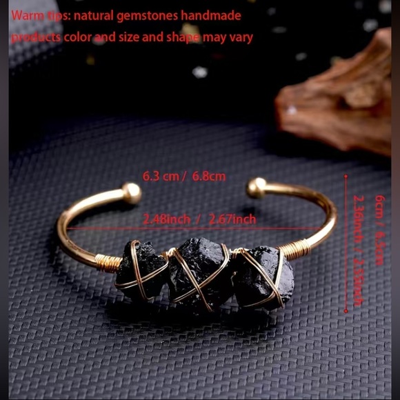 Luxe bohemian natural amethyst cuff bracelet - Picture 5 of 14